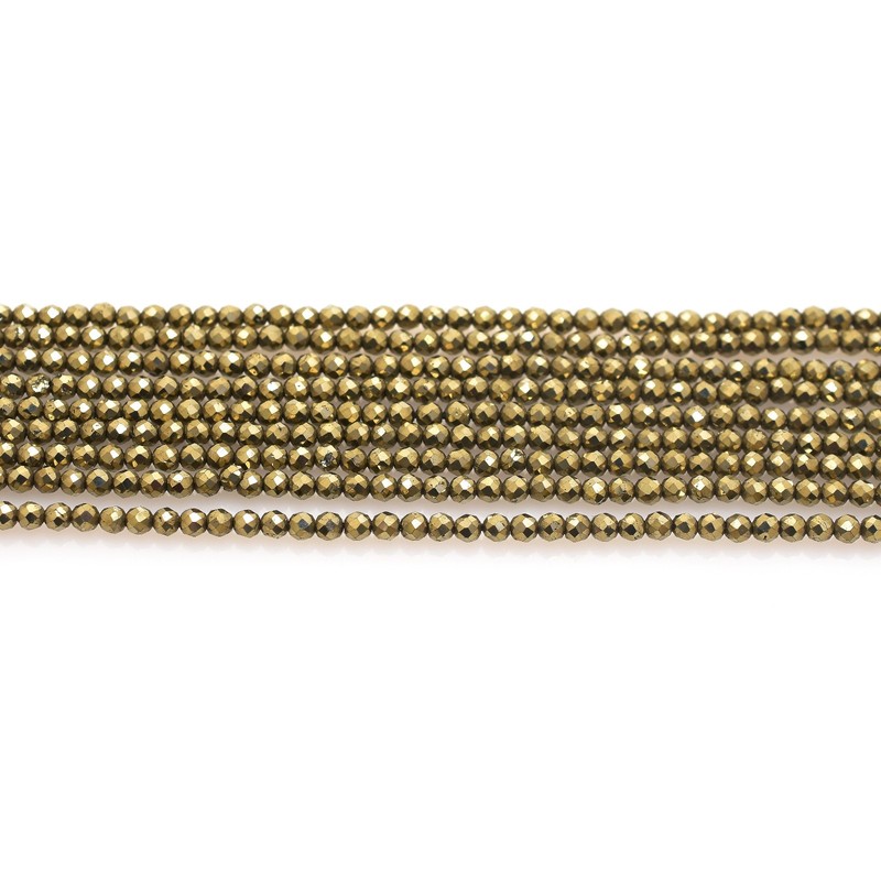 Natural Pyrite Faceted Round Beads 2mm 2.5mm 3mm 3.5mm 15 Inch Strand gallery