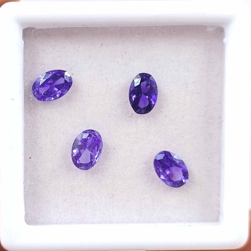 4 Pcs FLAWLESS Natural AAA Purple Sapphire LOT Certified Oval Cut Gemstone DK2 gallery