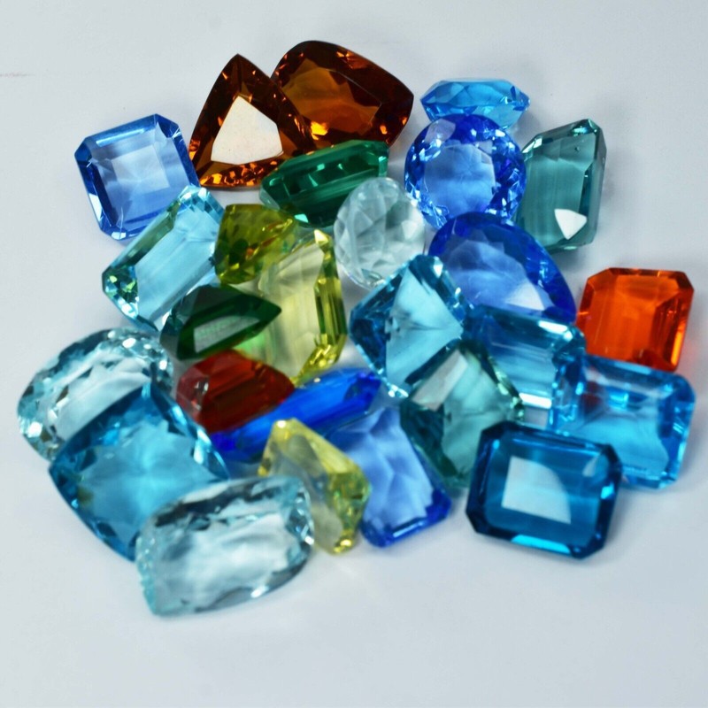 100.00 Ct A++ Lab-Created Topaz Mix Color & Shapes Lot AA++ CERTIFIED Gemstone