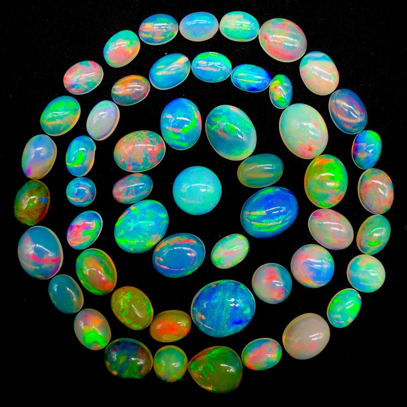 9x7mm Fire Opal Cabochon Lot Jewelry Making, A grade polished gemstone