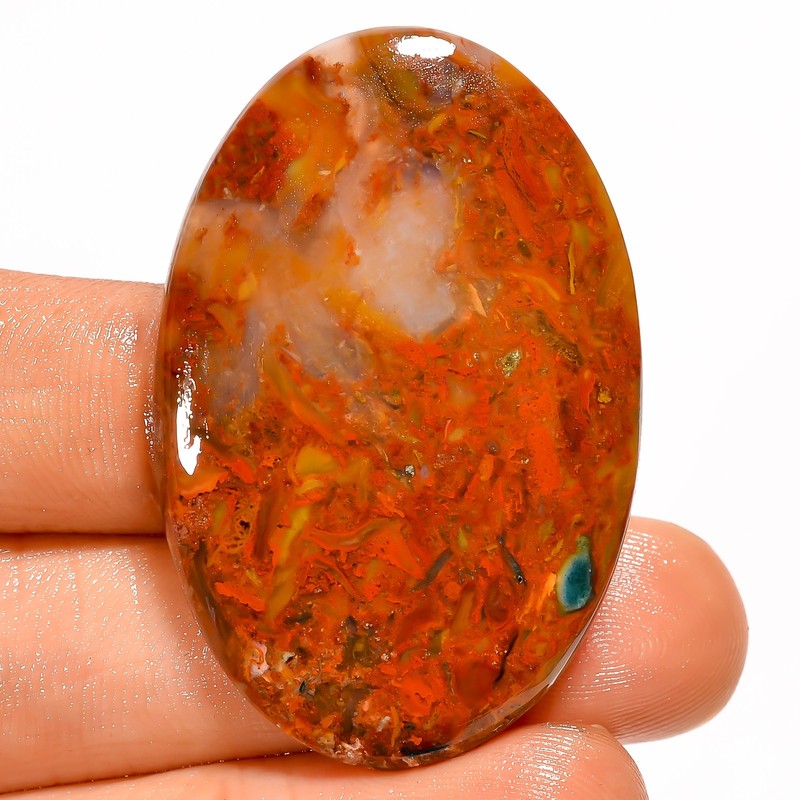 100% Natural Seam Agate Oval Shape Cabochon Gemstone 48 Ct. 43X28X4 mm A-37157
