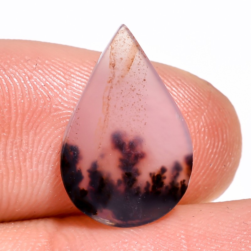 03.00 Cts. Natural Dazzling Scenic Dendritic Agate Pear 16X10X2 MM Cab Gemstone gallery