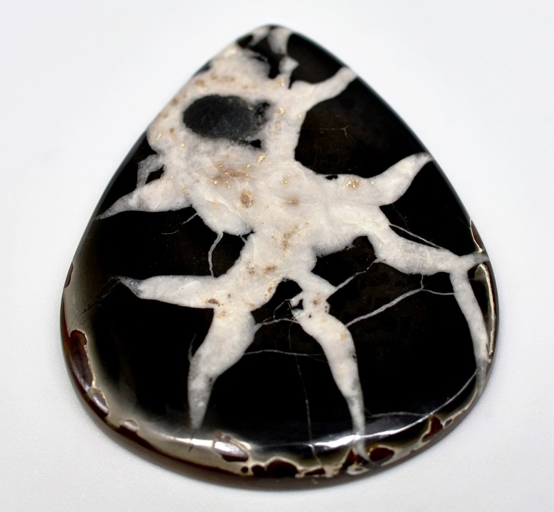 123 Ct 5X44X52 mm Natural Black Septarian Nodule Pear Cabochon Gemstone KV-236