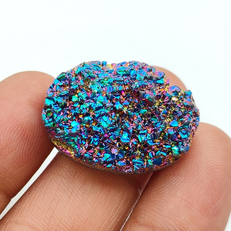 Natural Rainbow Titanium Druzy Agate Cabochon Gemstone Oval Shape 41 Cts TD-128 gallery
