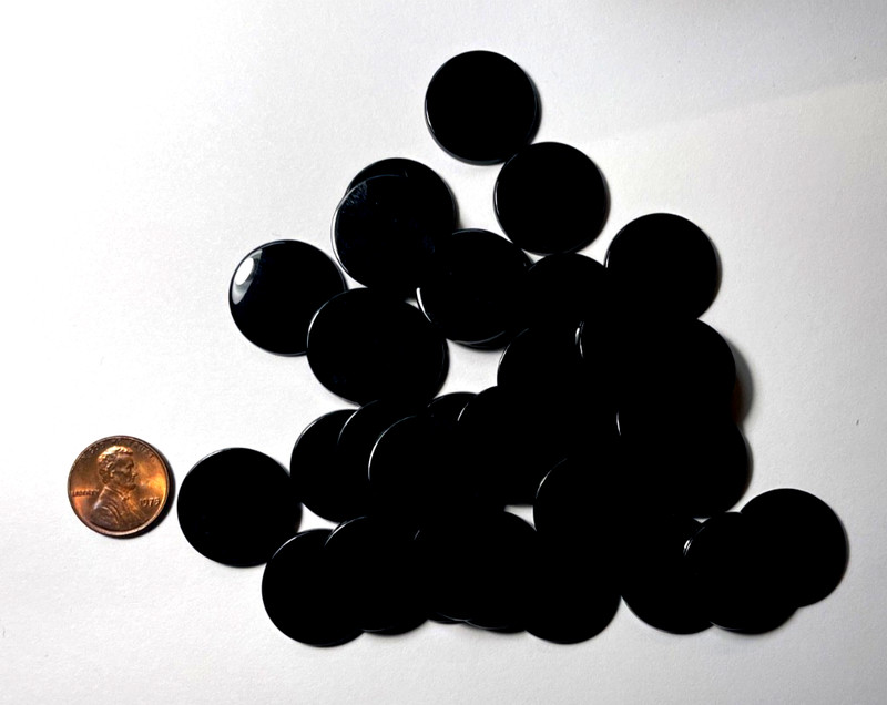 TWO (2) PIECES OF GENUINE BLACK ONYX ROUND FLAT COIN SHAPE 22 MM BELOW WHOLESALE gallery