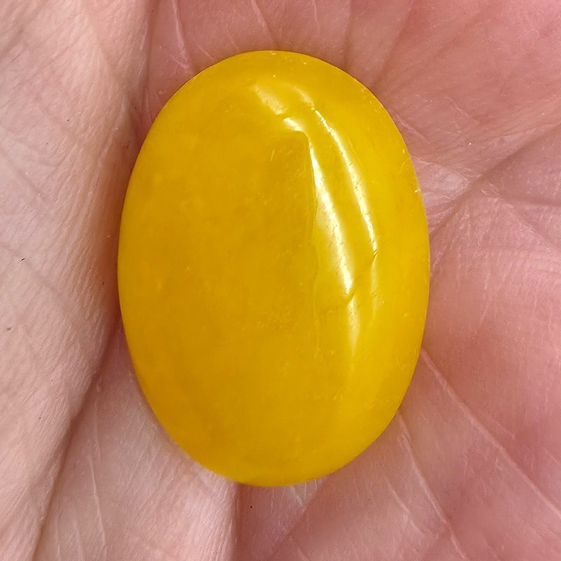 Yellow Jade Cabochon Gemstone 18 mm by 13 mm Enhanced