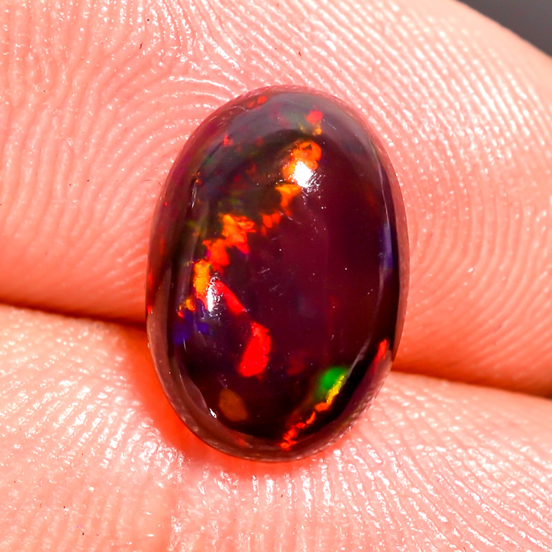 2 Cts Natural Black Ethiopian Opal Oval Shape Cabochon Loose Gemstone 12X8X4 mm