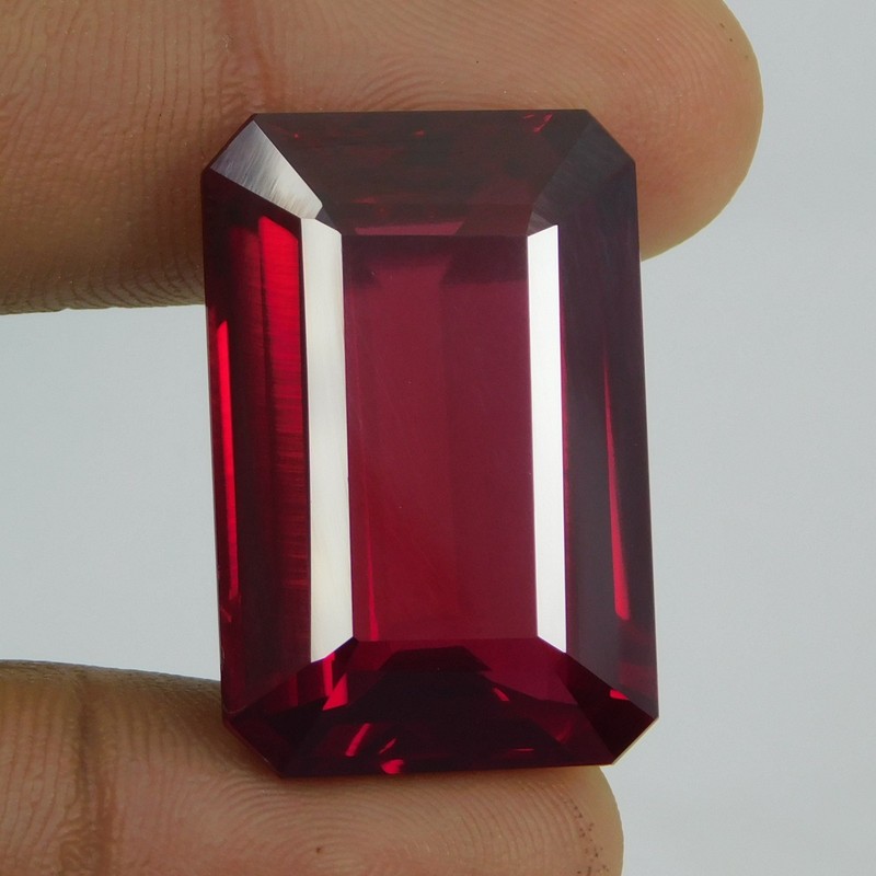 Certified 70 Ct Natural Mozambique Red Ruby Emerald Cut Stunning Loose Gemstone