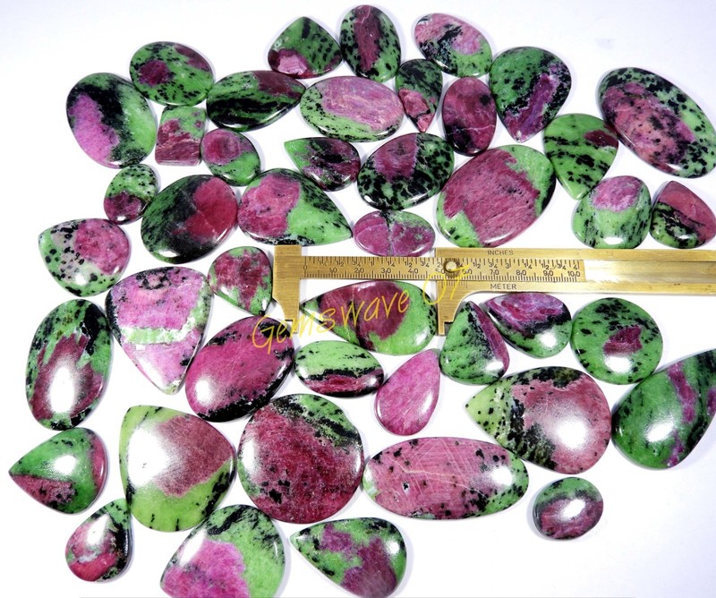 Natural Ruby Zoisite Cabochon Nice Mix Shape Gemstone Wholesale Lot 1 To 115 Pcs gallery