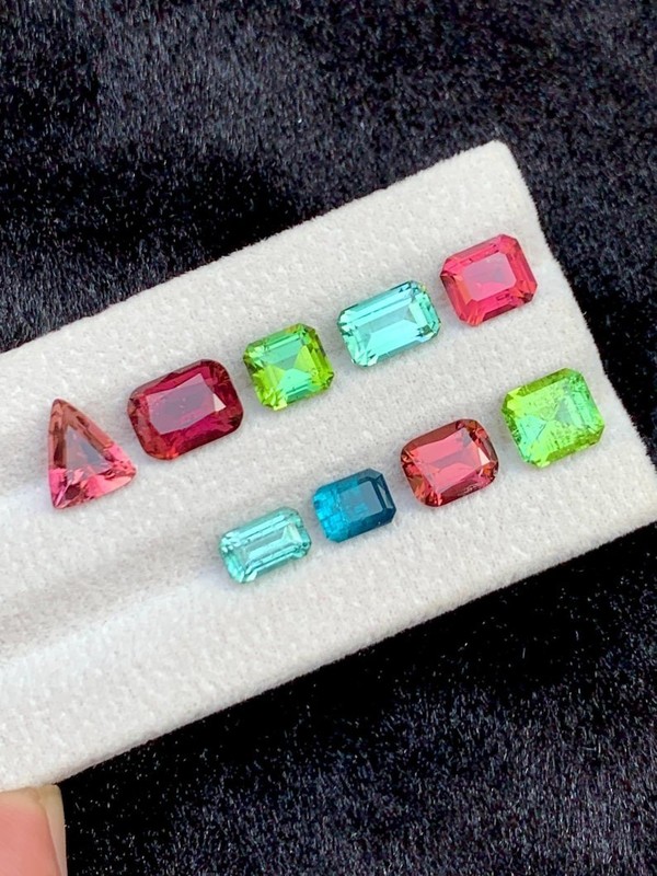 50 Ct 9 Pcs GIE Certified Natural Paraiba Tourmaline Mix Cut Loose Gemstone Lot gallery