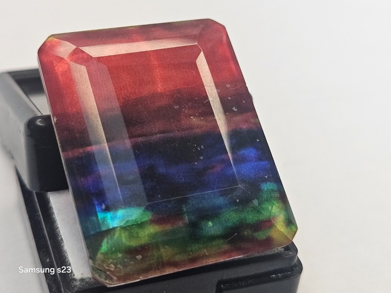 Emerald Cut 45+ Ct Ammolite Opal-Like Organic Natural Loose Gemstone FR-563 gallery