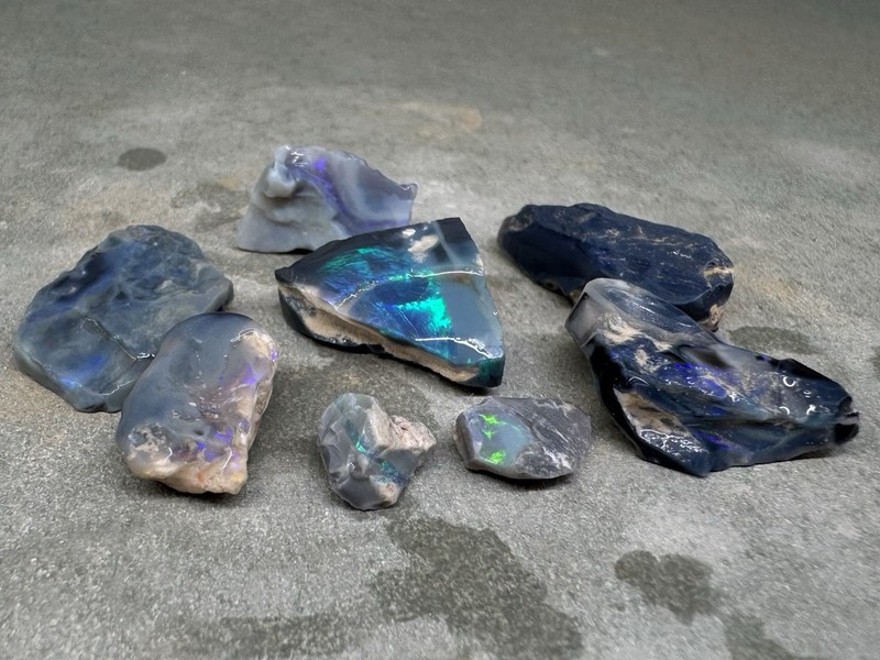 Lightning Ridge Black/Dark Opal Rough Parcel 35.8cts Dark Base Blue Green Rough gallery