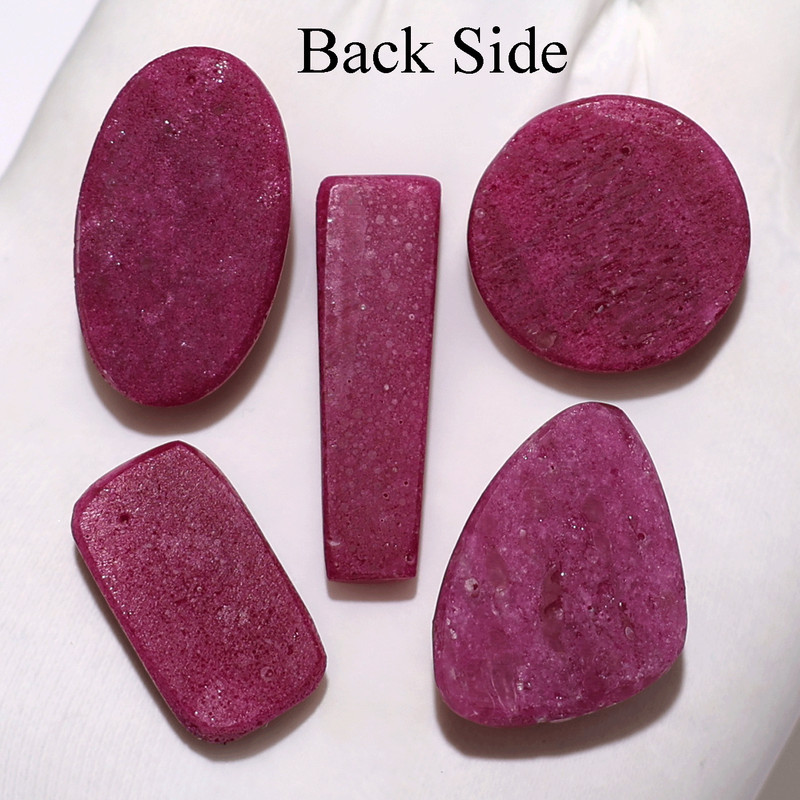 5 PC Natural Corundum Ruby Cabochon • Rich Red Glow • 24-34mm Natural Gemstones gallery