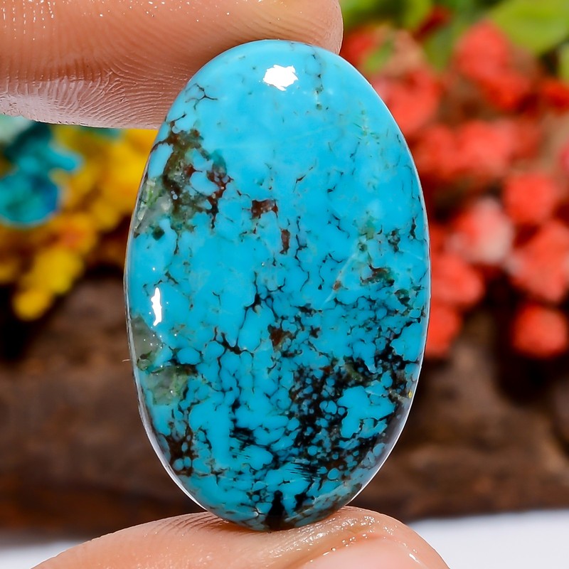 Natural Tibetan Turquoise Oval Shape Cabochon Loose Gemstone 35 Ct 30X18X6 mm