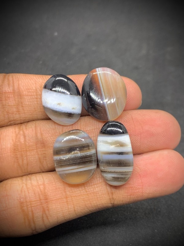 AAA+ 100% Natural Botswana Agate Oval Cut Loose Gemstone Cabochon 46 CTS / 4 PCS