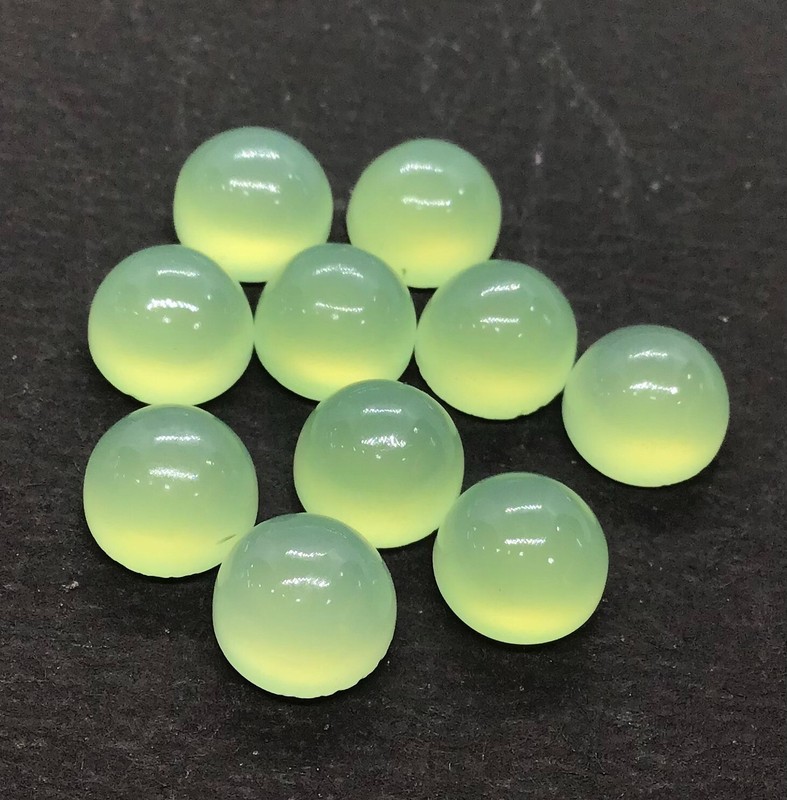 AAA Natural Prehnite Chalcedony Round Cabochon Loose Gemstone For Making Jewelry