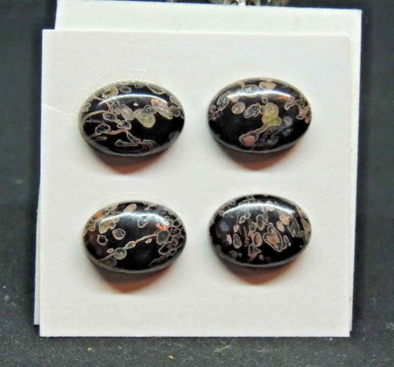 Fossil Cabochons 10x14mm with 5mm dome set of 4 (t4)