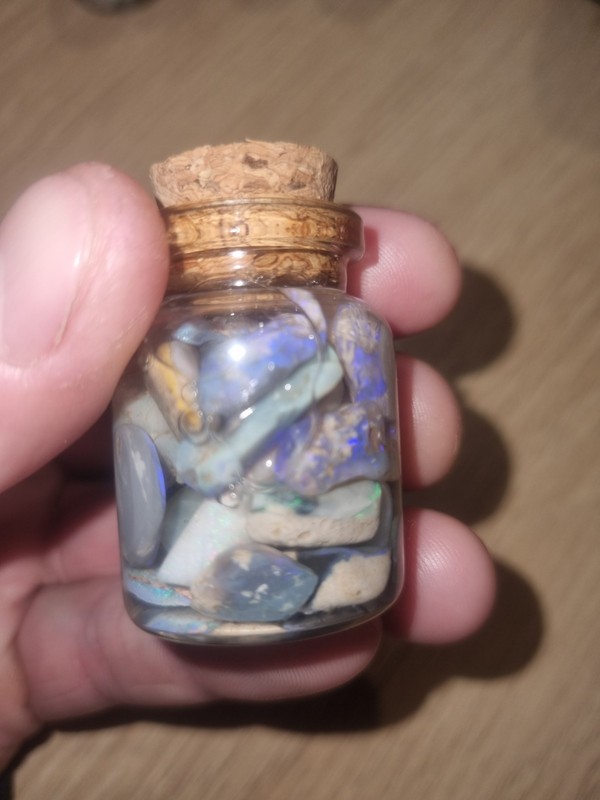 #129 Jar Of Lighting Ridge Black opal 80cts gallery