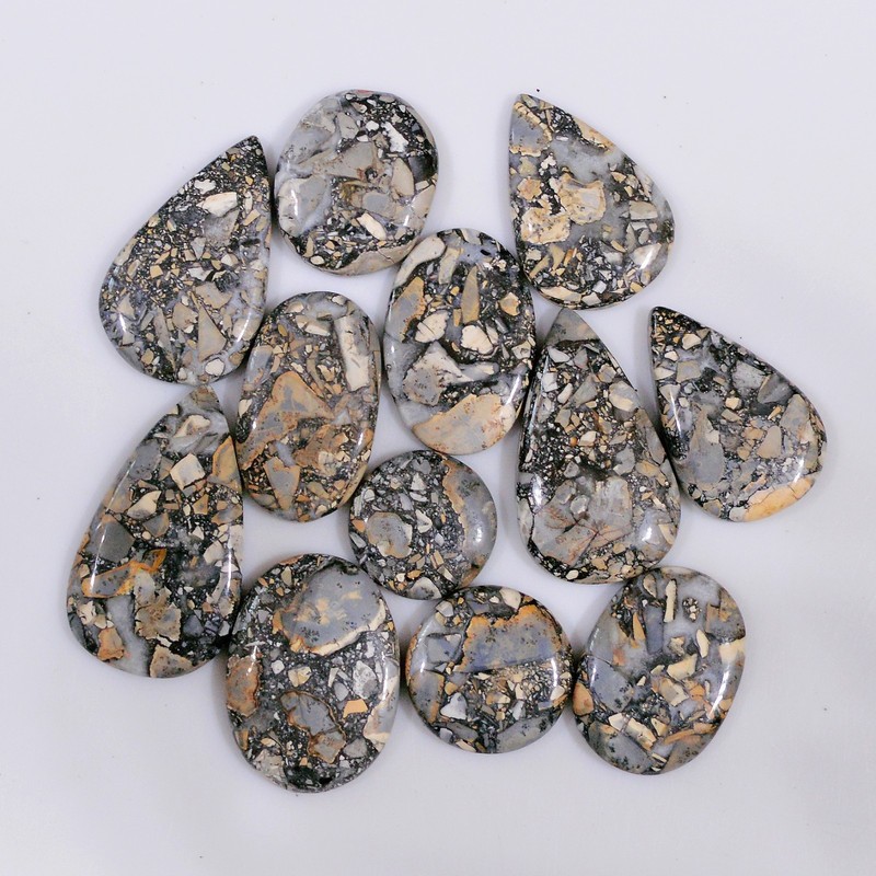 12 Pcs 251Cts Natural Maligano Jasper Cabochon Gemstone Lot 34×18 15x15mm #18371