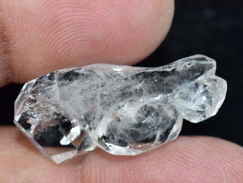 14.50 Ct Rare Herkimer Diamond Water Clear Quartz Crystal Anthraxolite Gemstone