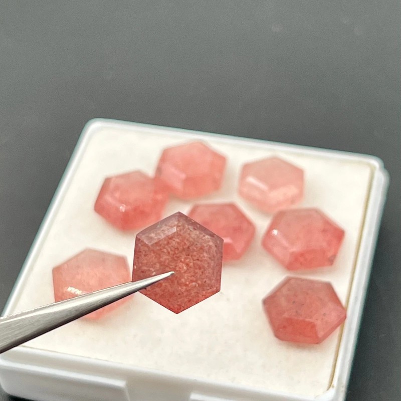 AAA+ Natural Pink Strawberry Faceted Hexagon Shape Loose Gemstone