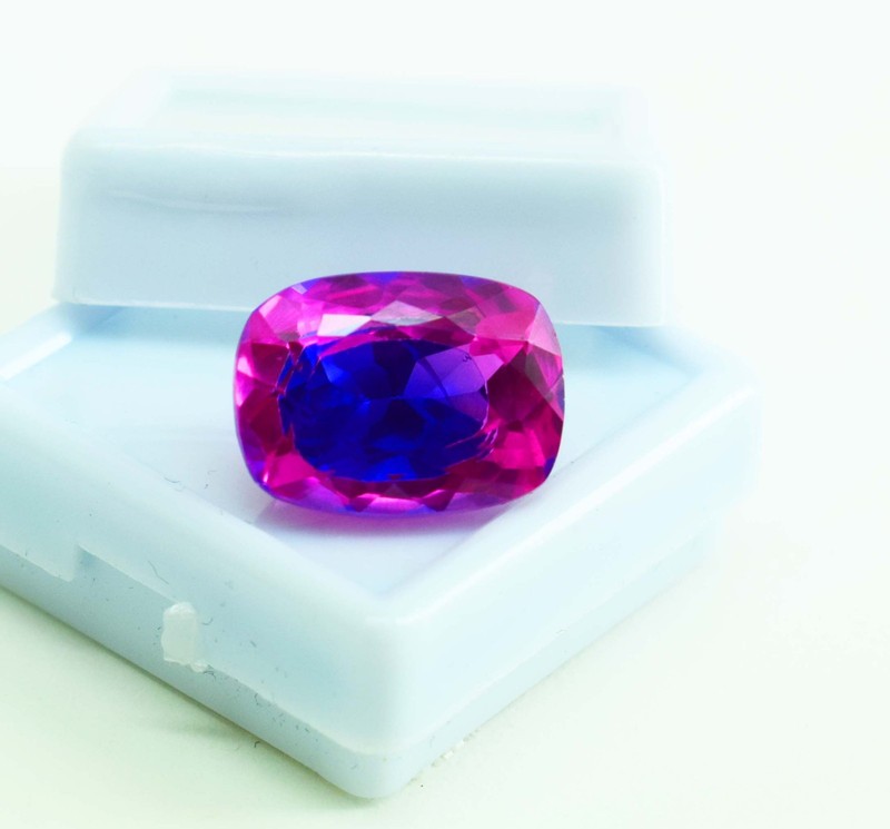 16Ct Rare Pitambari Sapphire Bicolor Gemstone Cushion cut loose Pitambari gallery