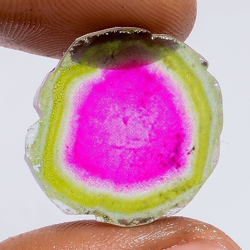 Watermelon Tourmaline Doublet Glass Fancy Slice Loose Gemstone 12 Ct. 20X19X3 mm