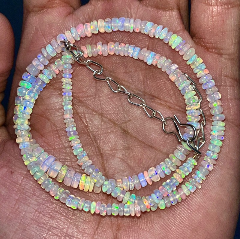 16 Inch Natural Ethiopian Opal Beads Necklace 3 to 5 mm Fire Opal Loose Gemstone