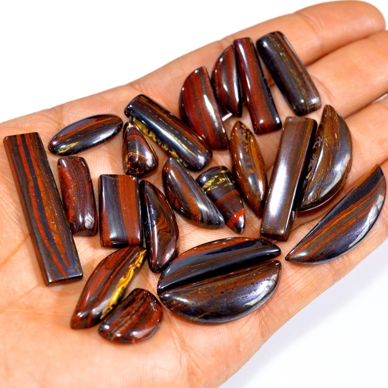 21 Pcs 309 Cts Natural Iron Tiger Eye Cabochon Gemstone Lot 36×9 14x8mm #3175