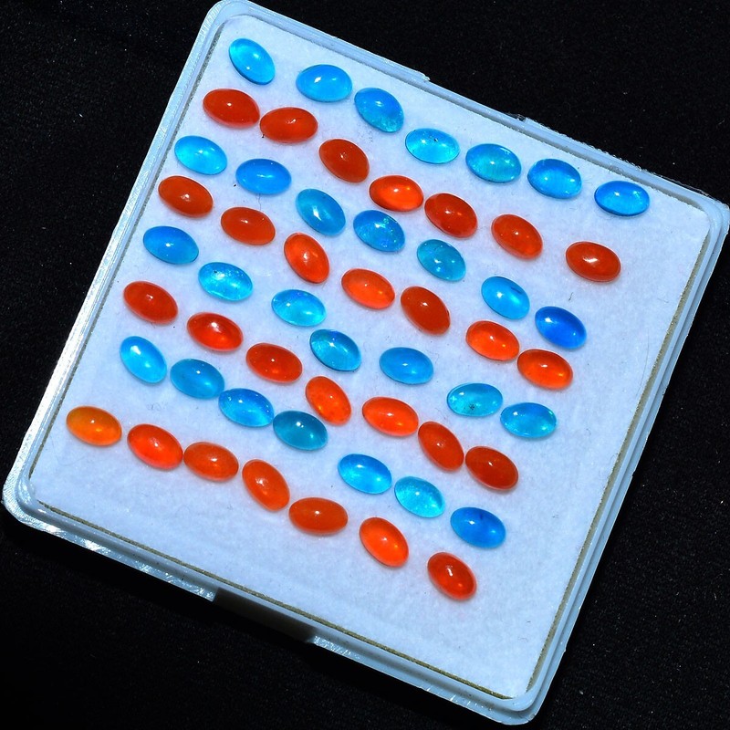 57 Pcs Natural Ethiopian Opal 5mm*3mm Flashy Oval Cabochon Loose Gemstones Lot