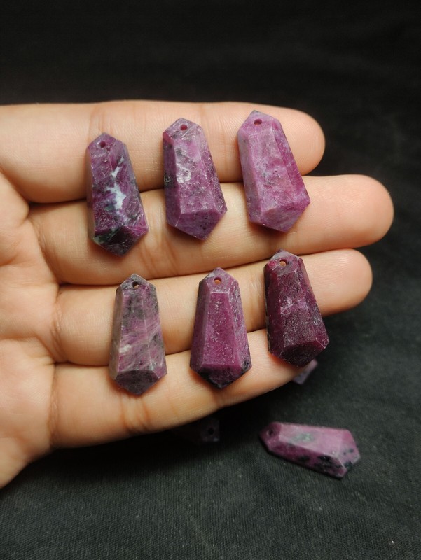 Ruby fancy one side drilled front to back 18-22 cts pc
