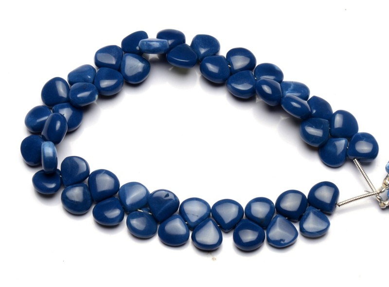 Natural Gem Peru Blue Opal 8.5mm Size Heart Shape Beads 9″ Strand 95Cts.