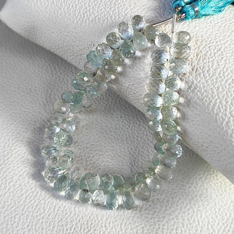 8x5mm Natural Blue Topaz Drop Shape Faceted Gemstone Beads 7″ Strand Brazil