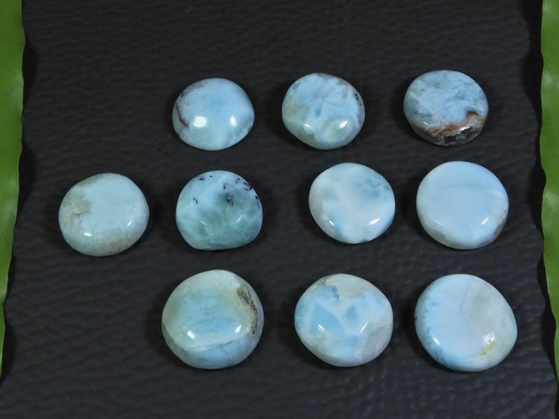 13MM Natural Larimar Pectolite Round Cabochon Loose Gemstone 10Pcs Lot 80Cts