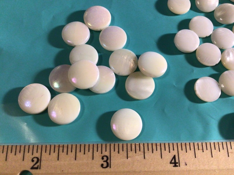 Loose Pearl Shell Lot 40+ Pc less than 1 inch, pre drilled flat round gallery