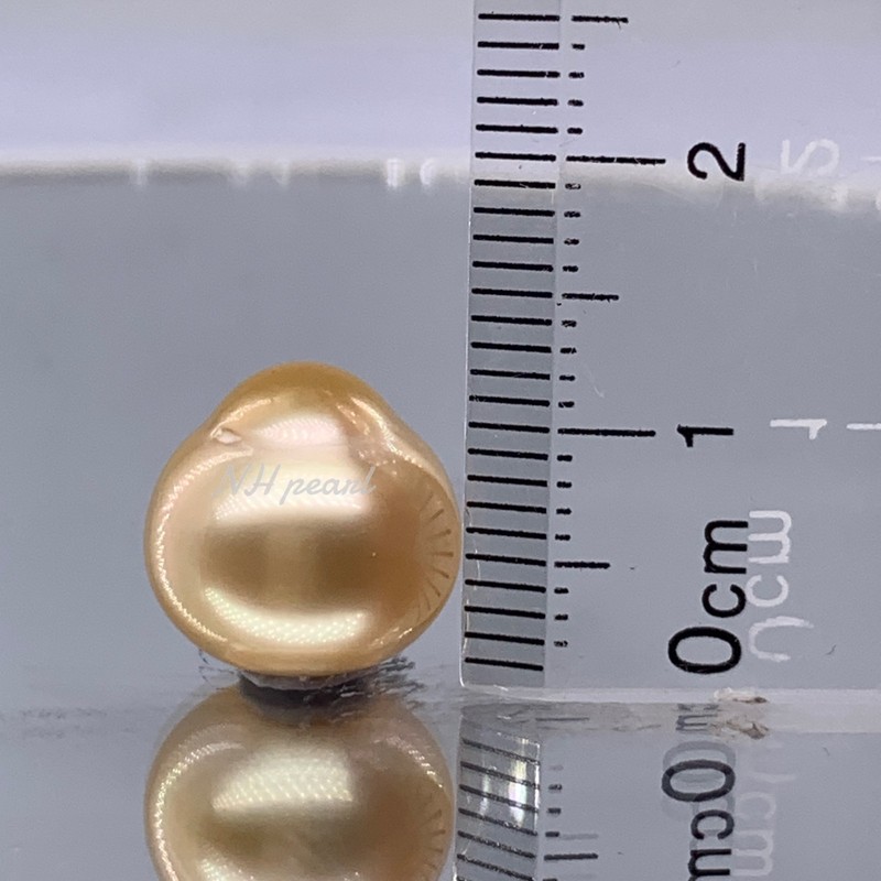 South Sea Pearl oval gold 12mm x 11.7mm Lombok Indonesia 2.34g undrilled gallery