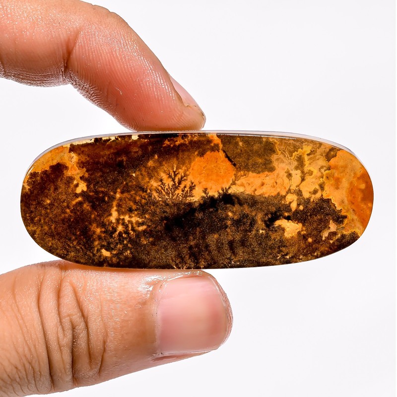DENDRITIC QUARTZ OVAL Oval Cabochon 43.30CT 100% Natural Gemstone 22X57X3mm BC69