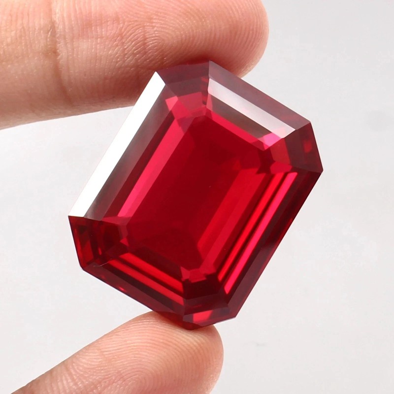 27.5 CT Natural Blood Red Ruby Emerald Cut Mozambique Certified Loose Gemstone