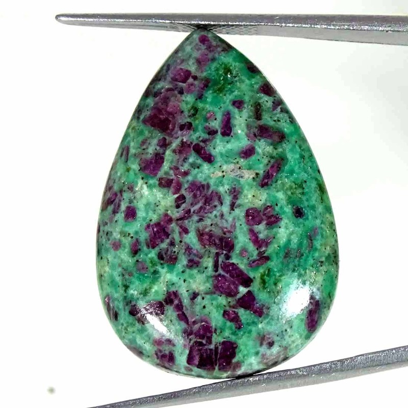 33.20Cts Natural Ruby in Fuchsite Pear Cabochon Loose Gemstone 21x31x5mm