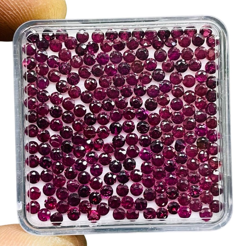 100 Pcs Natural Rhodolite Garnet 2.25mm Round Cut Loose Untreated Gemstones Lot