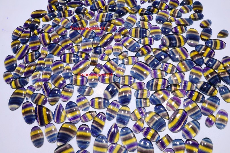 250 Ct WHOLESALE LOT TOP QUALITY NATURAL MULTI PURPLE FLUORITE CABOCHON GEMSTONE gallery