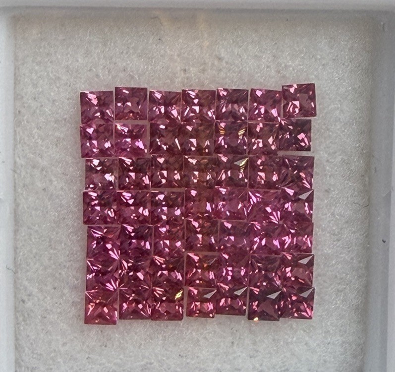 100% Natural Rare Pink Spinel 2m 15pcs Square Princess Cut Shape!!