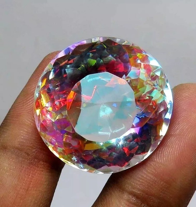 Round Cut Superb Natural Mystic Topaz Rainbow Color Certified Gemstone gallery