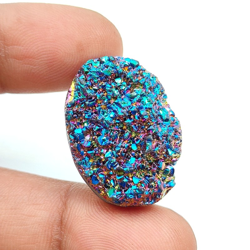 Natural Rainbow Titanium Druzy Agate Cabochon Gemstone Oval Shape 41 Cts TD-128 gallery
