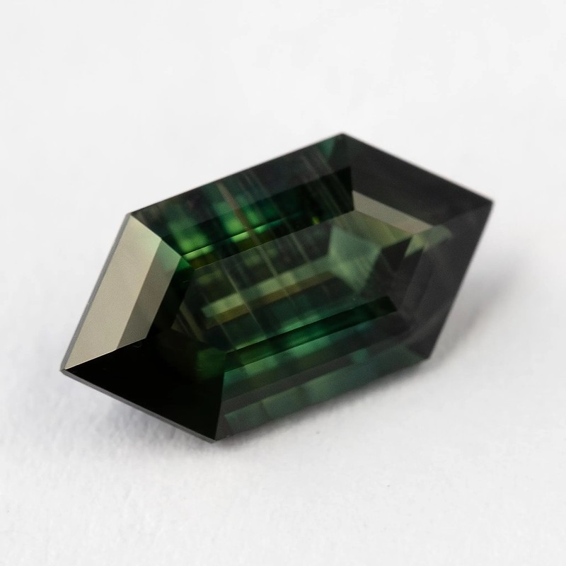 Natural Deep Teal Blue Green Sapphire, 1.39ct Hexagon 10.0x5.1mm, Certified gallery