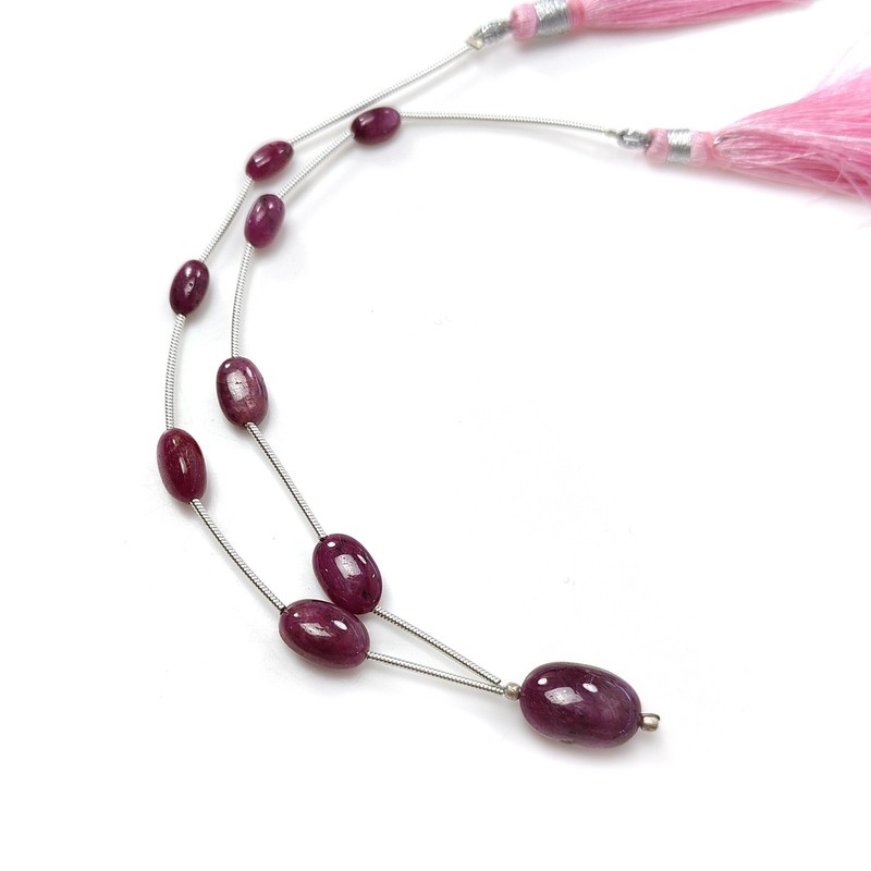 38.50cts Natural Star Ruby Gemstone Plain Oval Shape Loose Beads 8*4mm- 14*10mm