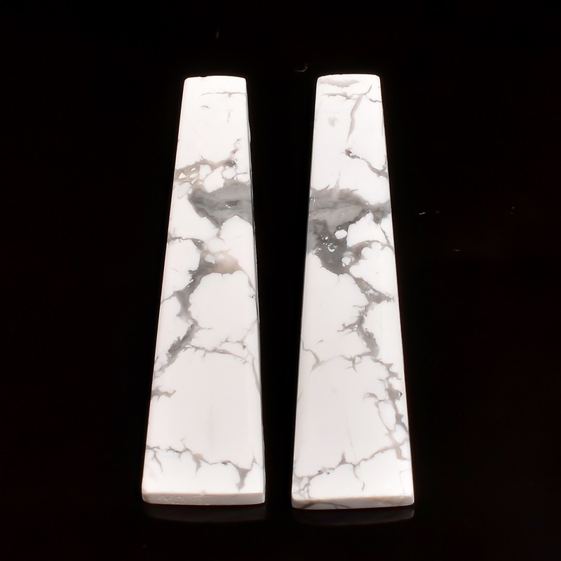 Natural Howlite Gemstone Matching Pair 50x11mm Fancy Long Shape Earrings Stone gallery