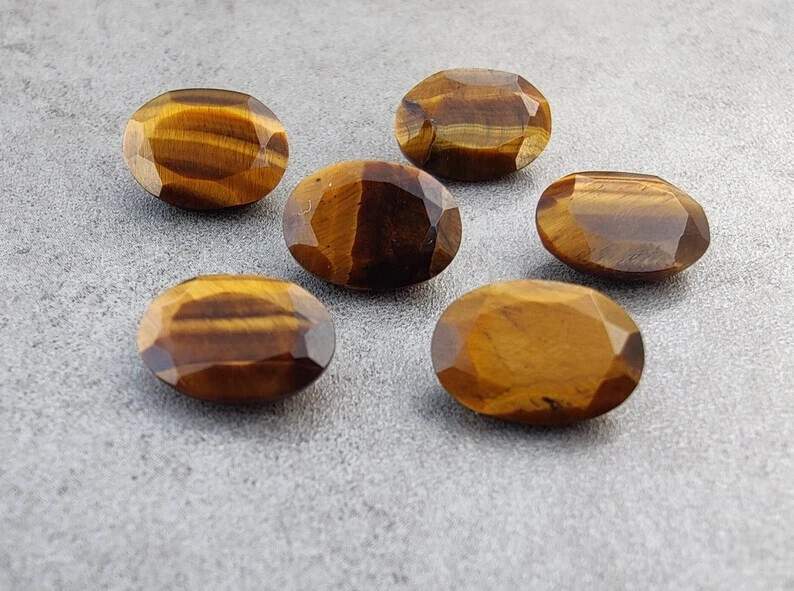AAA+ Natural Top Quality Tiger Eye Faceted Oval Shape Loose Gemstone gallery
