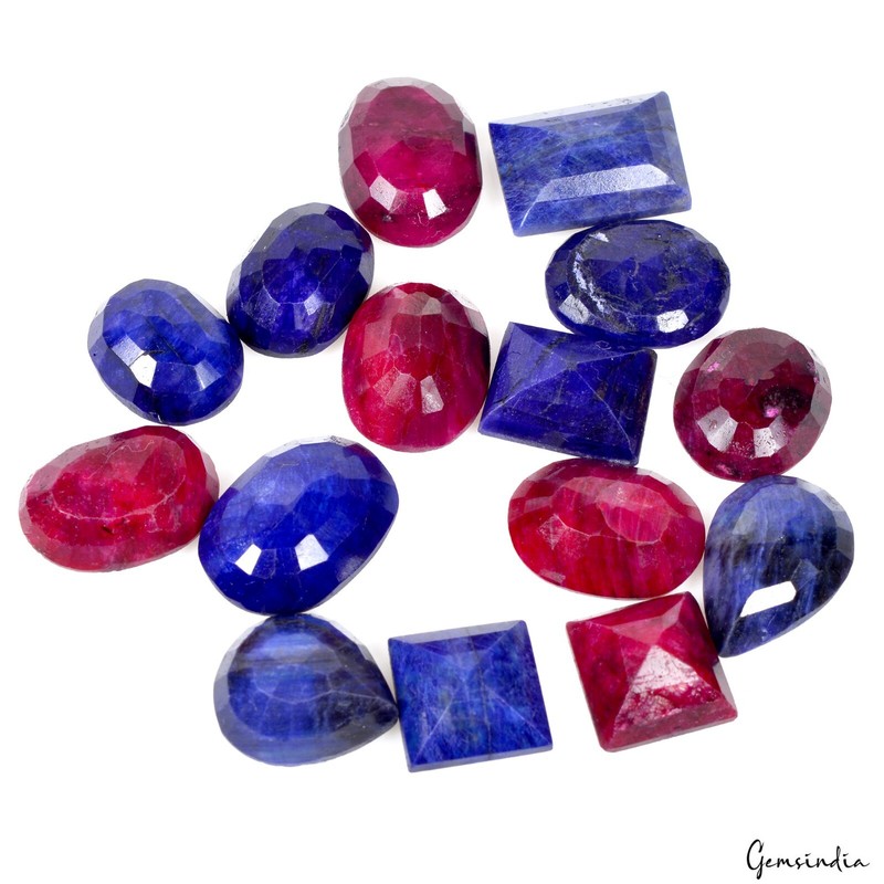 Top Quality Natural Ruby Sapphire Mix Cut Loose 11-17mm Gems For jewelry/15 Pcs gallery