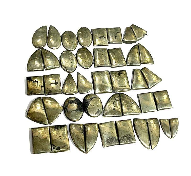 10 Pairs Natural Apache Gold Pyrite Cabochon Gemstones Lot Size 14 To 22 MM Long